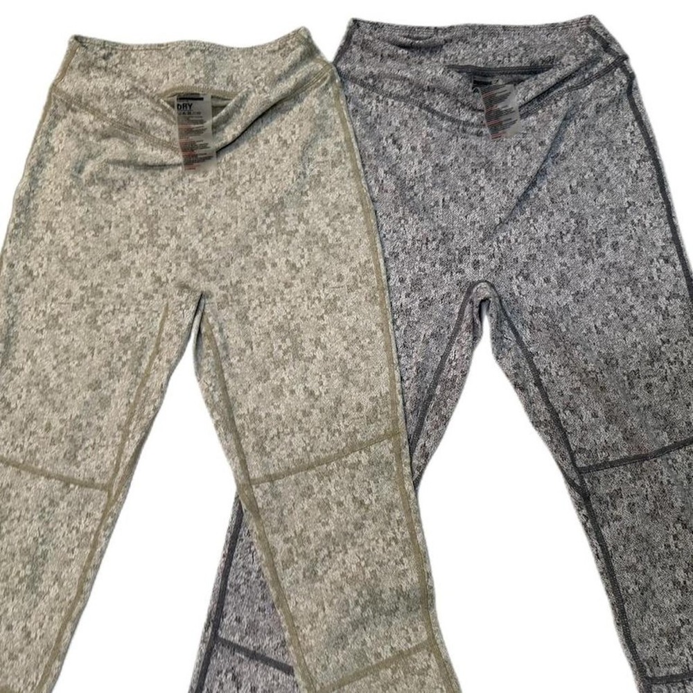 GYMSHARK Sz Small Fleur Texture Workout Yoga Black & Green Legging Bundle Of Two
